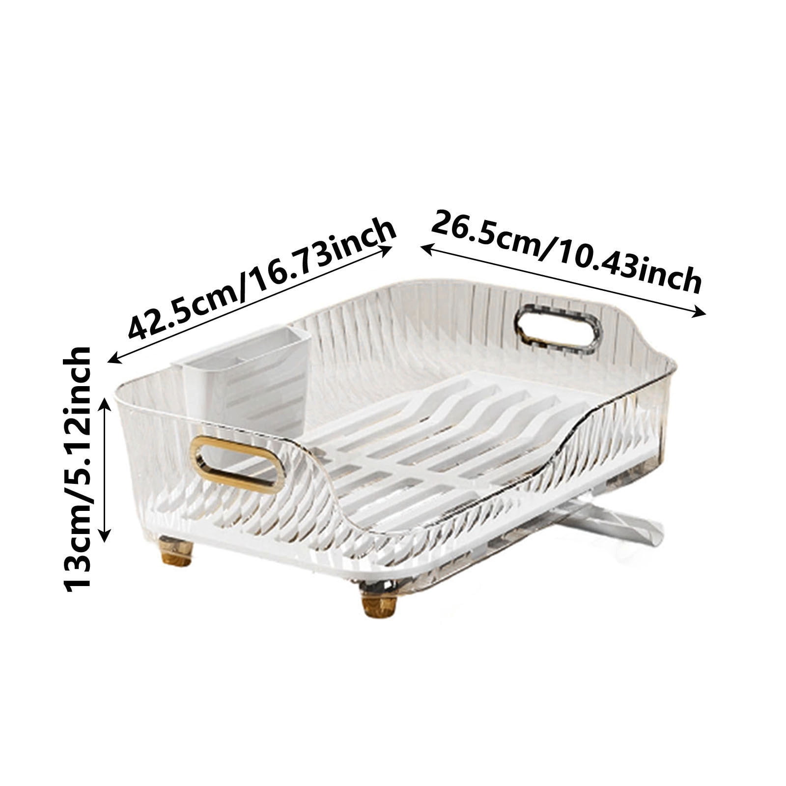 Kitchen Dish Drying Rack with Extendable Drainboard Countertop Dish Rack with Utensil Holder Multifunctional Transparent Dish Organizer Ideal for Dishes Bowls Cutlery and Fruit Storage