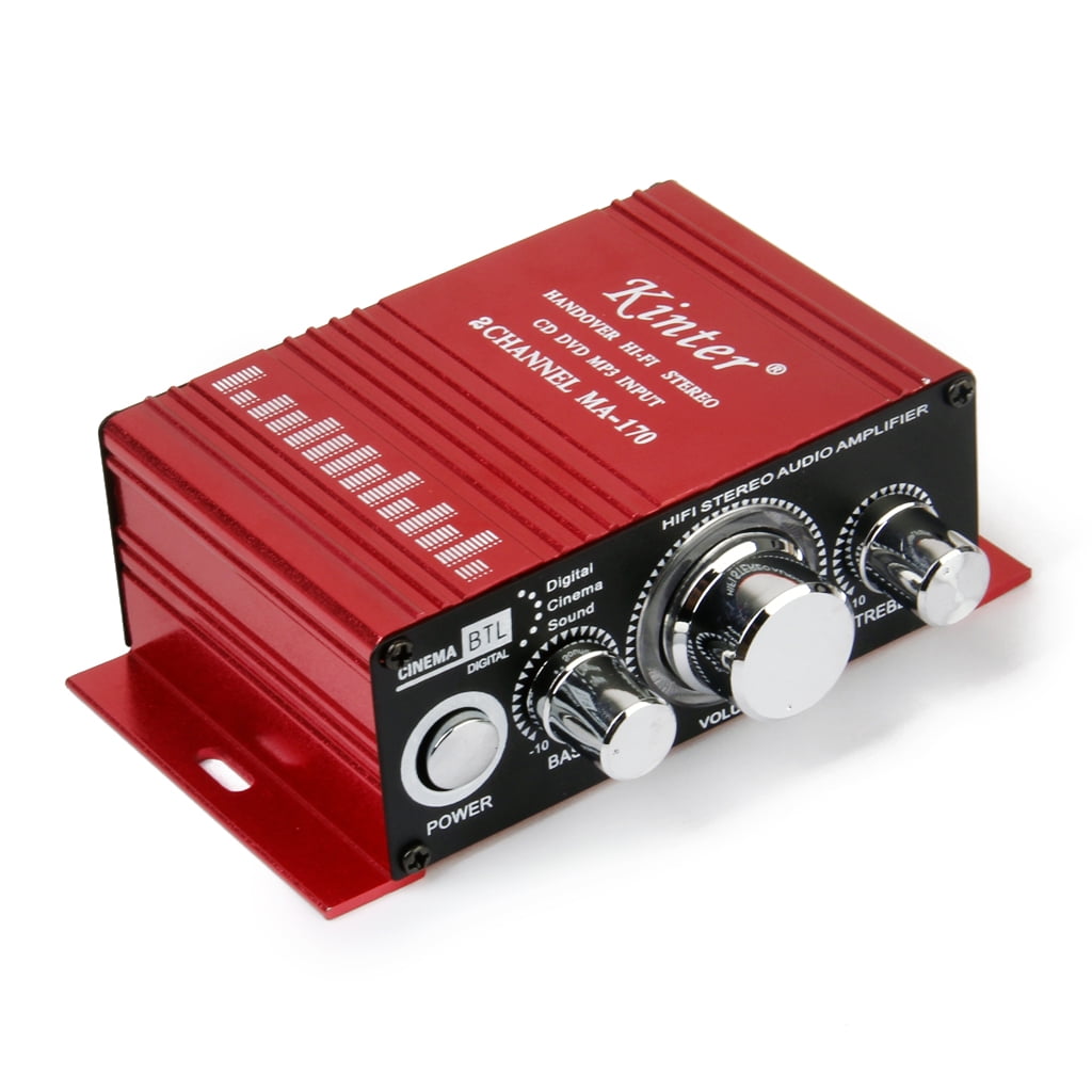 KINTER 12V Mini Hi-Fi Audio Amplifier Booster MP3 Stereo for Car Motorcycle Boat Home Audio Amplifier 