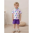 thumbnail image 5 of BemeyourBBs Toddler Baby Boys Mardi Gras Outfits Spring Summer Carnival Clothes Short Sleeve Button Down Collar Printed Shirt Shorts Set, 5 of 9