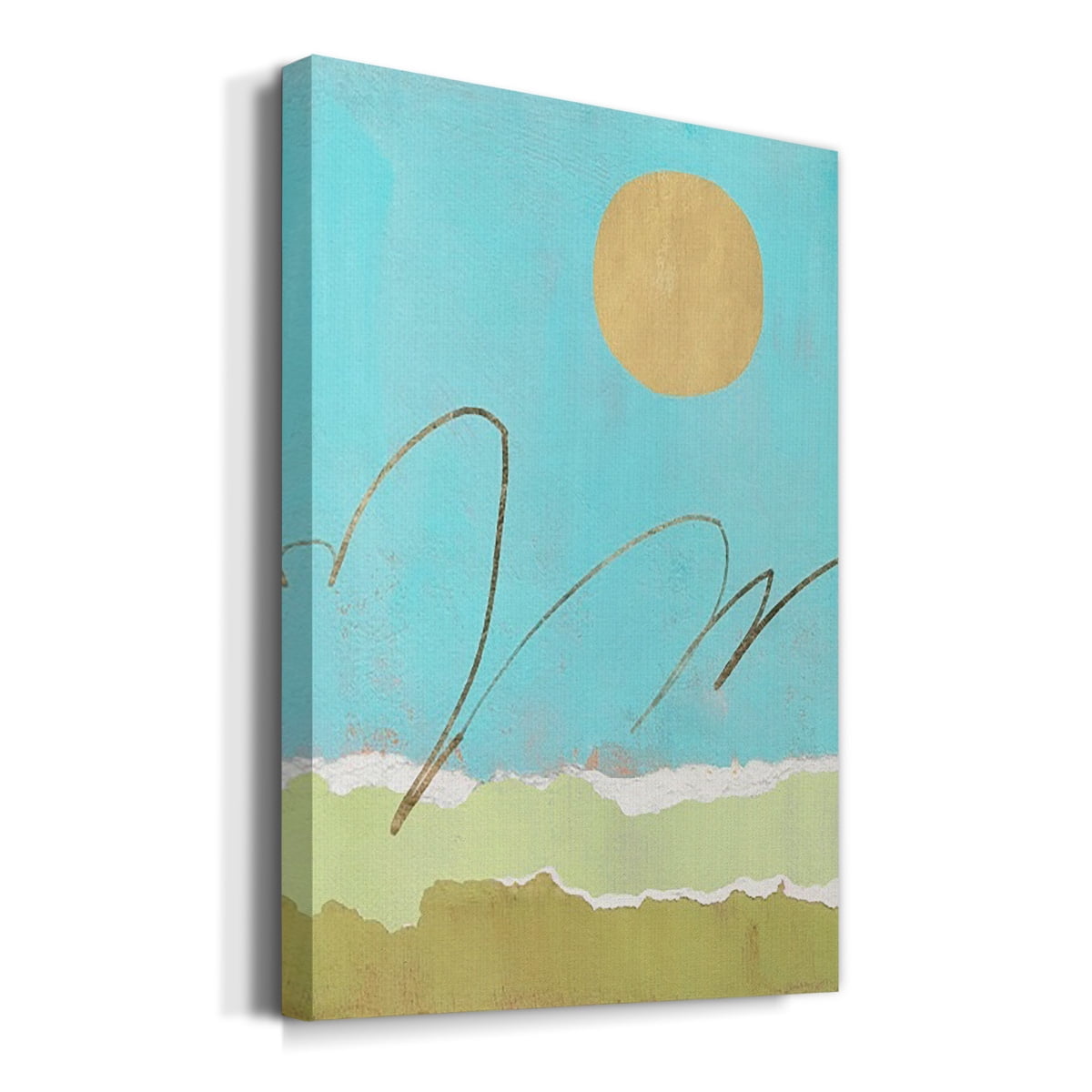 Green and Gold Pieced Landscape II Premium Gallery Wrapped Canvas - Ready to Hang
