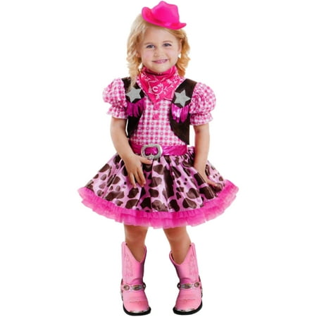 Toddler Girls Pink Rodeo Princess Costume Cow Print  Cowgirl Halloween Dress 2T