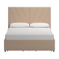 thumbnail image 4 of Weston Home Gaylen Fabric V-Channel Headboard Storage Full Platform Bed, Beige, 4 of 9