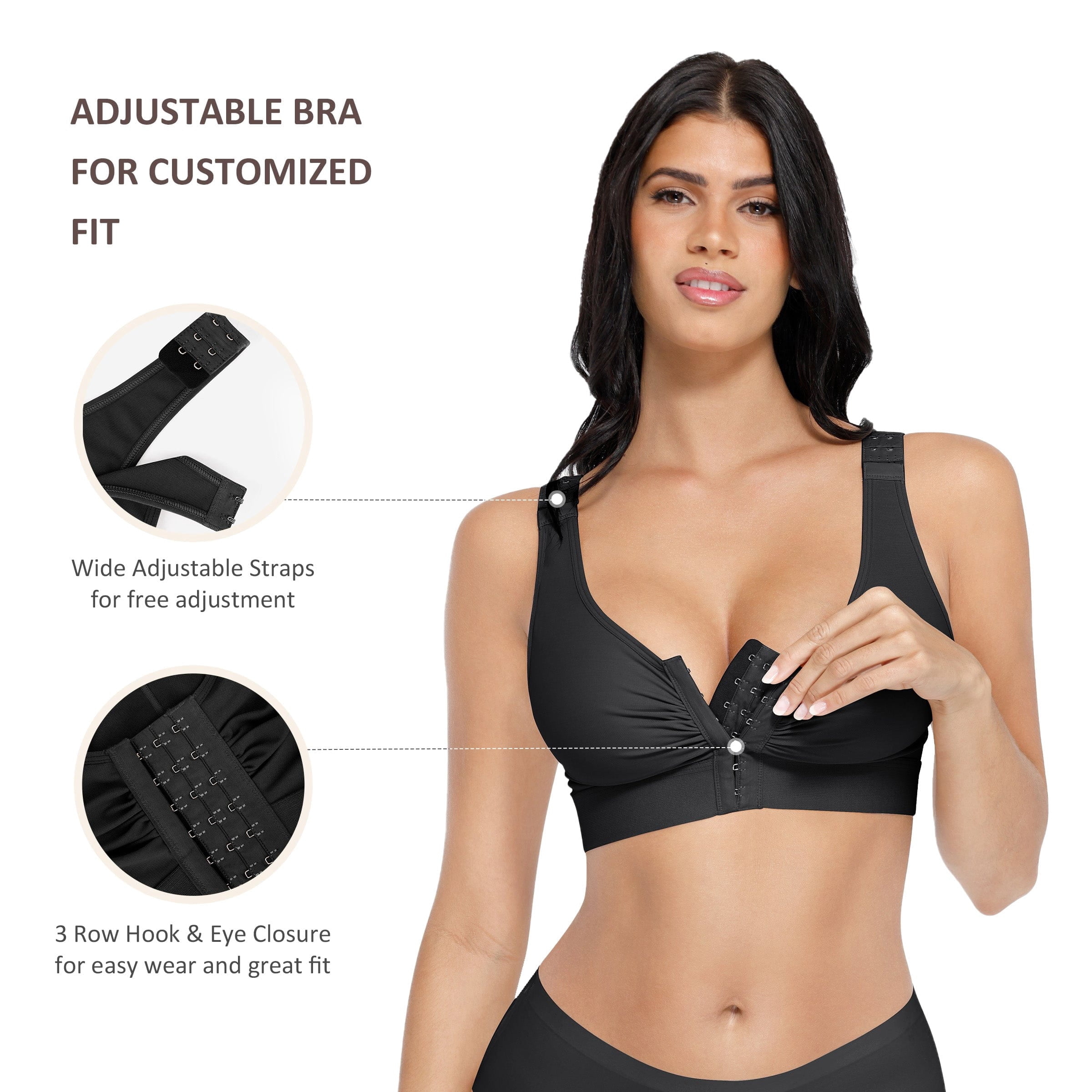 FeelinGirl Post Surgery Compression Bra with Front Closure