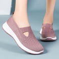 thumbnail image 4 of Mary Jane Sneakers, Mesh Mary Jane Flats for Women, Women Classic Plus Size Round Toe Slip On Casual Loafers Lightweight Comfort Walking Footwear Non Slip Daily Flats, Pink 8, 4 of 6