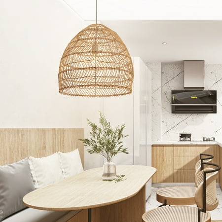 

Arturesthome Hanging Wicker Lamp Dome Woven Light Fixtures 1-Lights