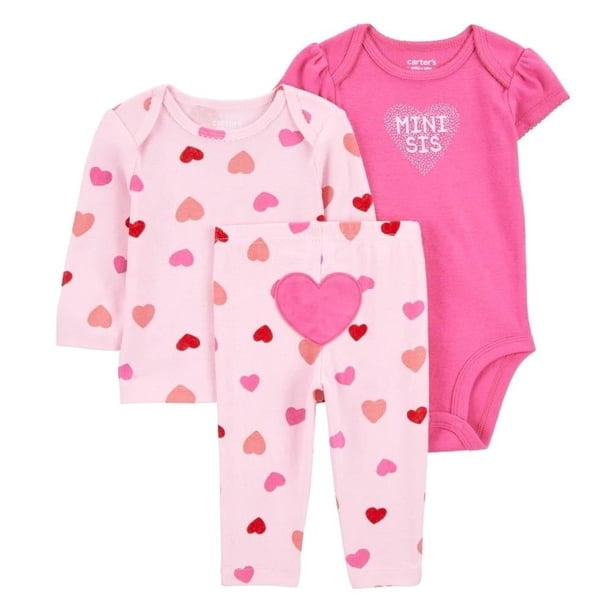 Conjunto Carter's Child of Mine Para Bebé Niña 3 Piezas Estampado De Corazones