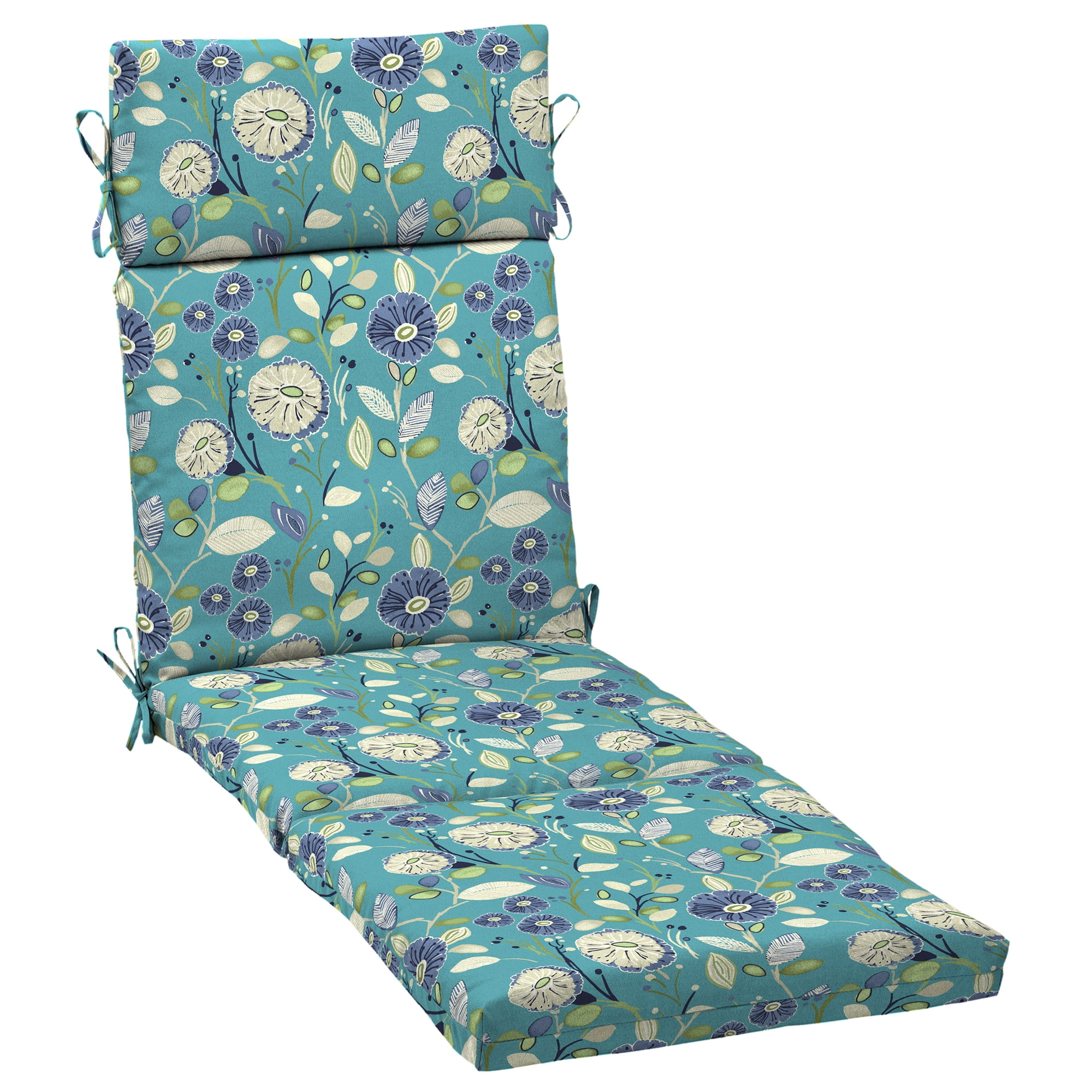 Mainstays Blue Floral Outdoor Patio Chaise Lounge Cushion