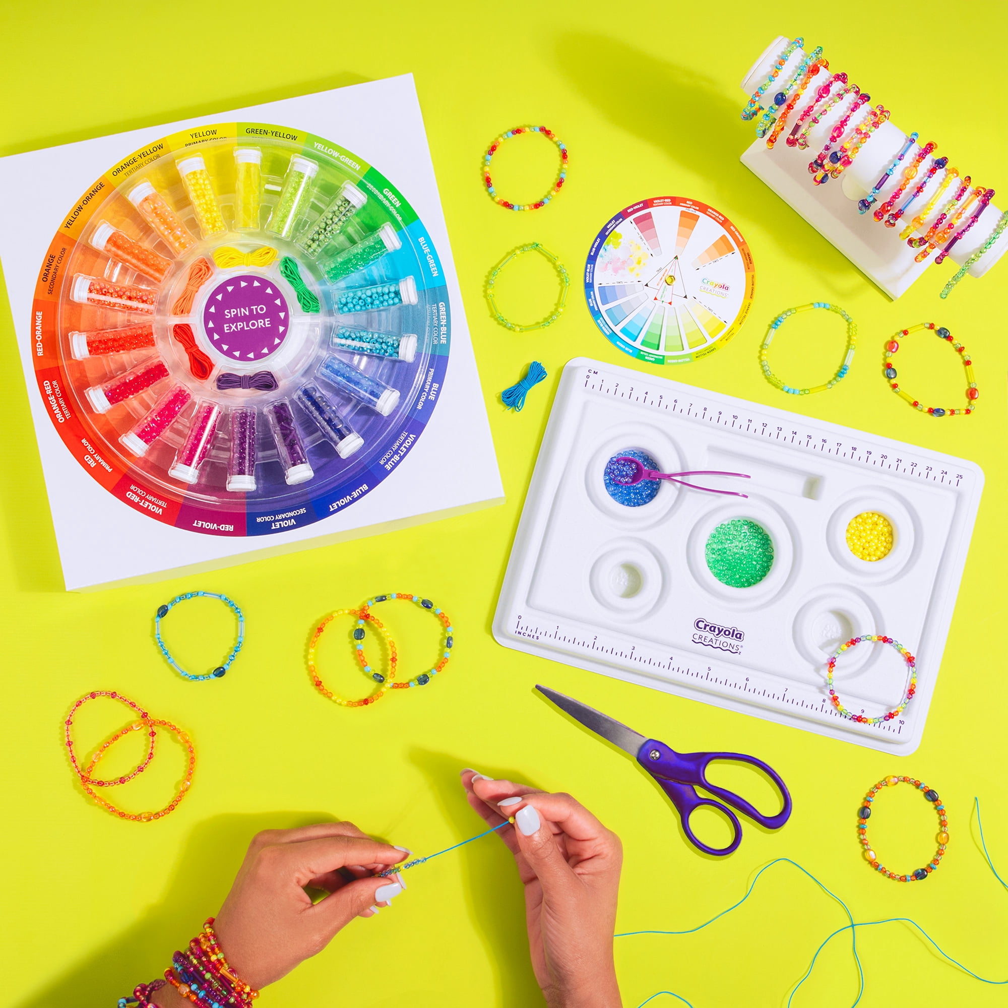 Crayola Creations Color Theory Bead Kit Jewelry Making Tween Activity, 2000+ Plastic Bead Kit