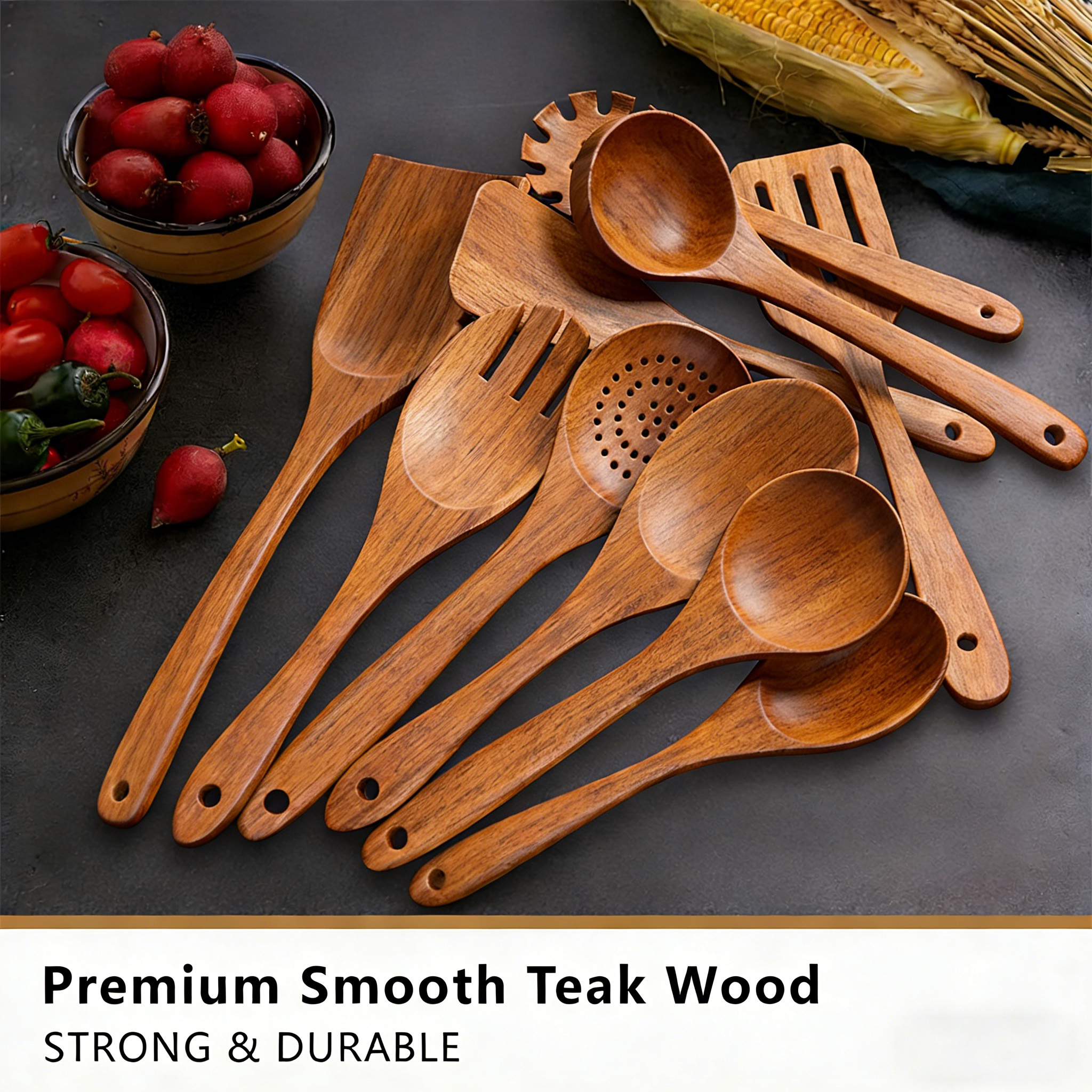 GPED 10-Piece Teak Wood Cooking Utensil Set photo 5