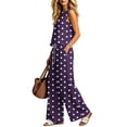 thumbnail image 6 of BRELIL Women Two Piece Sets Polka Dot Boho Vacation Outfits Round Neck Sleeveless Tank Top Wide Leg Long Pants Casual Loose Lounge Matching Set, Purple XL, 6 of 6