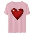 thumbnail image 5 of VKOYWKM Valentine Shirts Women Heart Graphic Tees Spring Short Sleeve T Shirts Romantic Valentine's Day Party Tshirts, 5 of 7