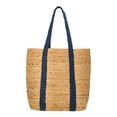 thumbnail image 5 of No Boundaries Women's Beach Icons Jute Tote Bag, Natural with Blue Denim, 5 of 6