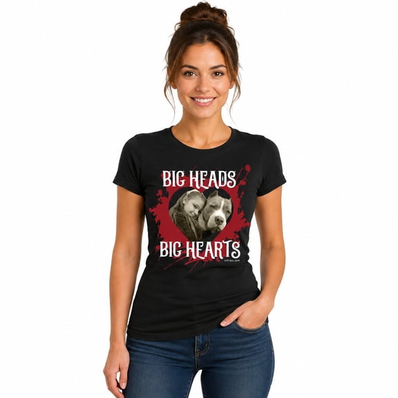 Pit Bull Big Heads Big Hearts Womens' Fitted Shirt Gift Pitbull Accessories