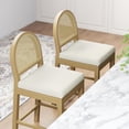 thumbnail image 4 of LAZZO Rattan Bar Stools Set of 2, Wooden Counter Height Stools with Rattan Woven Back and Chenille Seat for Dining Room, Beige, 4 of 9