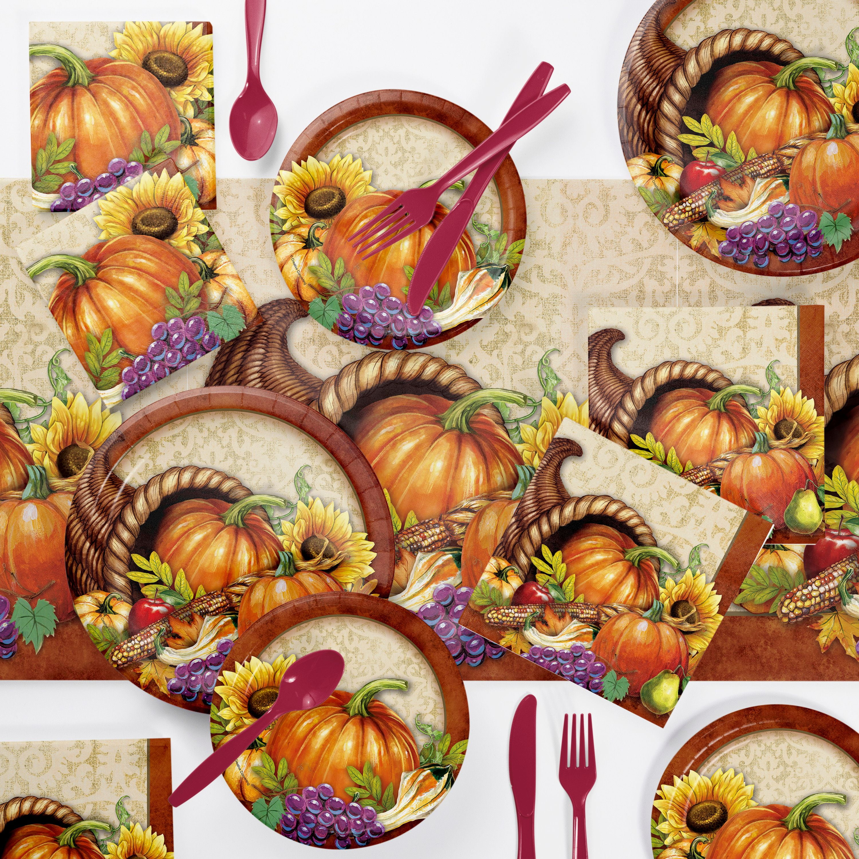 Bountiful Thanksgiving Party Supplies Kit for 8 Guests - Walmart.com