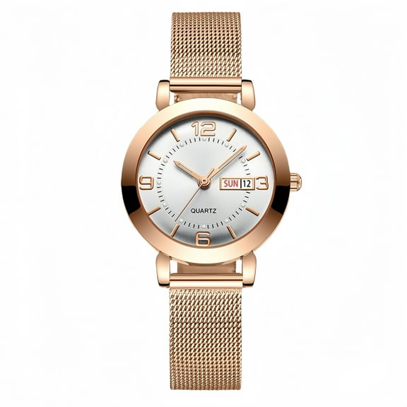 Women's Watch with Stainless Steel Strap, Calendar and Luminous Light