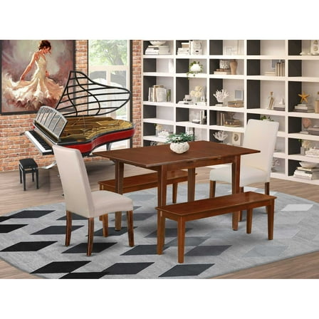 East West Furniture Dining Room Set Mahogany, PSDR5C-MAH-01