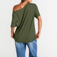 thumbnail image 5 of Off The Shoulder Tops Oversized Tshirts Short Sleeve Basic Tee 2026 Casual Summer Fashion Clothes Army Green M, 5 of 6