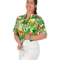 thumbnail image 3 of LA LEELA Women's Floral Beach Hawaiian Blouses Shirt Dressy Blouse Short Sleeve Button Down Dress Tops Tee Shirts T Shirts for Women M Tropical Floral, White, 3 of 5