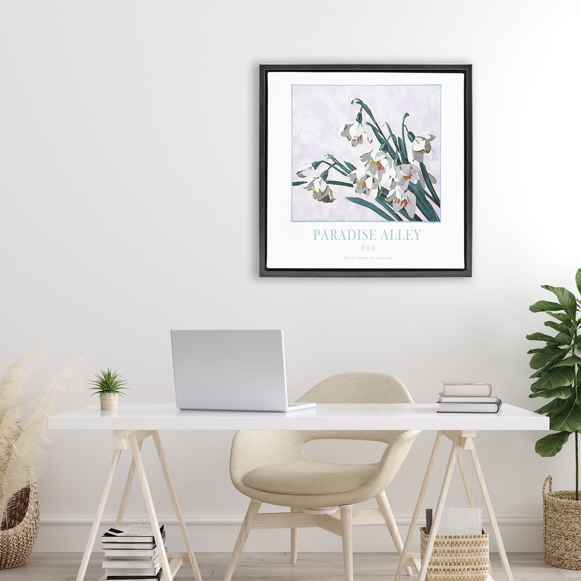 Stupell Industries Paradise Alley White Spring Blooms Black Framed Floater Canvas Wall Art, design by Jadei Graphics
