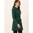 thumbnail image 3 of Abrigo de invierno con cuello de piel sintética de un solo pecho para mujer Verde Oscuro L, 3 of 6