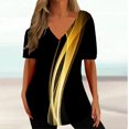 thumbnail image 1 of RWJDXD RWJDXD Ample et Confortable en Été, T-shirt Simple pour Femmes, T-shirt Courbe Ondulée 3d, Mode Col en V, Manches Courtes, Vêtements de Rue Décontractés pour Femmes, 1 of 7