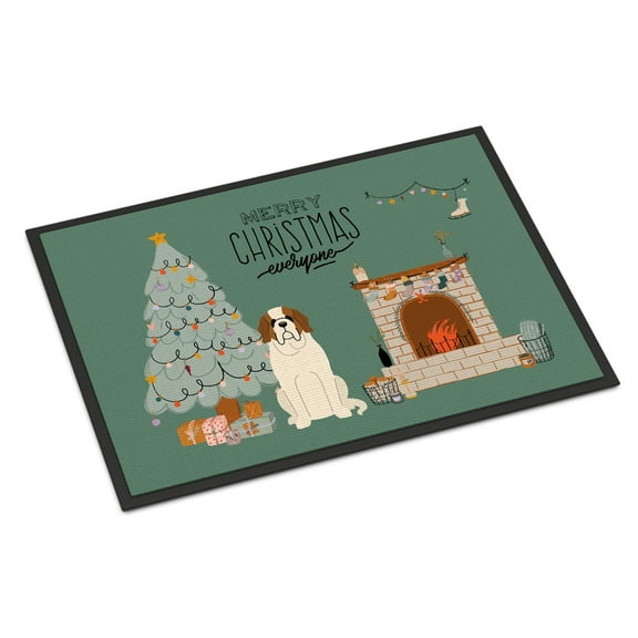 Carolines Treasures CK7598JMAT 24 x 36 in. Saint Bernard Christmas Everyone Indoor or Outdoor Mat