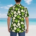 thumbnail image 4 of Balery Green Fruit Camisas hawaianas de manga corta para hombre, camisas playeras de corte holgado, camisas de vacaciones con botones,X-Large, 4 of 7