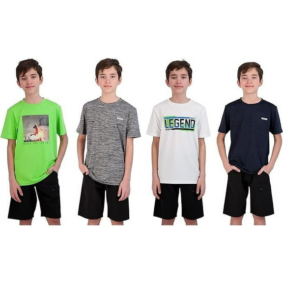 Hind Boys 4 Pack Active T Shirts Size 5-16