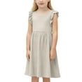 thumbnail image 3 of Bovxnpu Summer Girls Dresses, Toddler Girls Spaghetti Strap Ruffle Sleeve Cotton Linen Summer Princess Dress Girls Midi Dress Sundress, 3 of 7