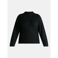 thumbnail image 5 of Terra & Sky Women’s Plus Diagonal Ribbed Mock Neck Sweater, Lightweight, Sizes 0X-5X, 5 of 5