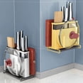 thumbnail image 1 of Soporte para cuchillos de acero inoxidable, estante para colgar en la pared sin perforaciones, soporte para cuchillos multifuncional, tabla para cortar cuchillos de cocina, 1 of 4