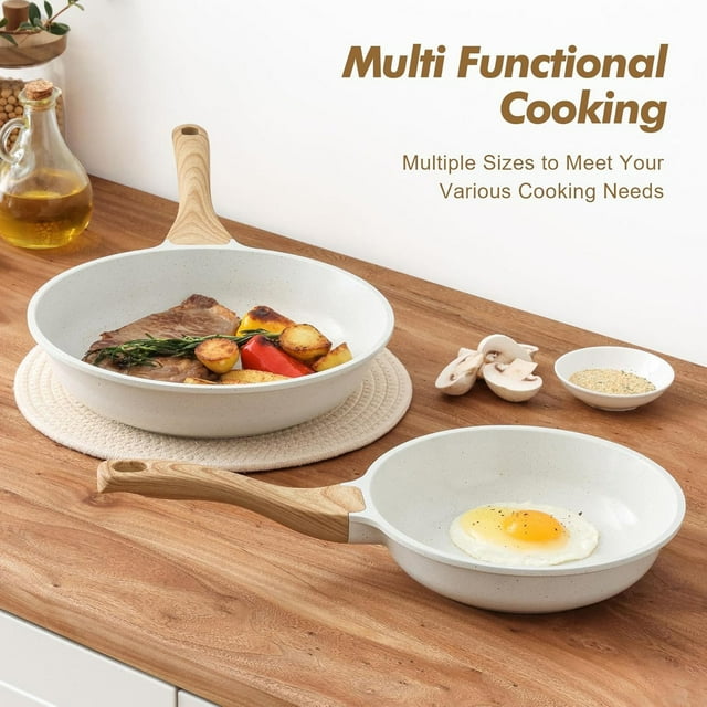 Poêle à Frire en Céramique Antiadhésive, Poêle Antiadhésive Multifonctionnelle de 10,2 Pouces pour la Maison, Poêle de Chef Saine et Non Toxique Compatible Induction, Poêle à Oeufs avec Poignée Résistante à la Chaleur