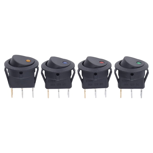 Oubit Interrupteur Rond à Bascule, 4 Pcs Interrupteur Rond 12V Interrupteur Rond LED Fiabilité Exceptionnelle