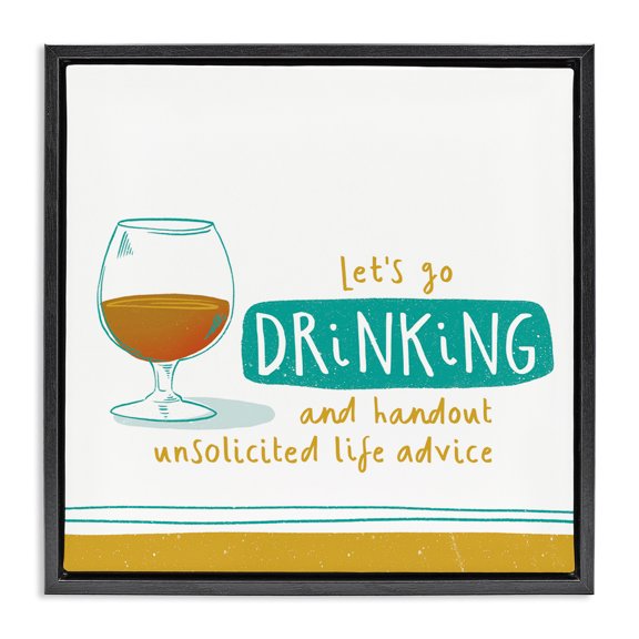 Stupell Industries Unsolicited Life Advice Food & Beverage Painting Black Floater Framed Canvas Art Print Wall Art, 18 x 18