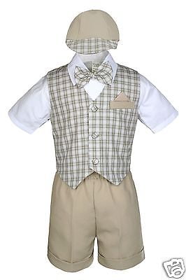 INFANT BOY /& TODDLER FORMAL BLACK CHECKER VEST SHORTS SUIT S M L XL 2T 3T 4T