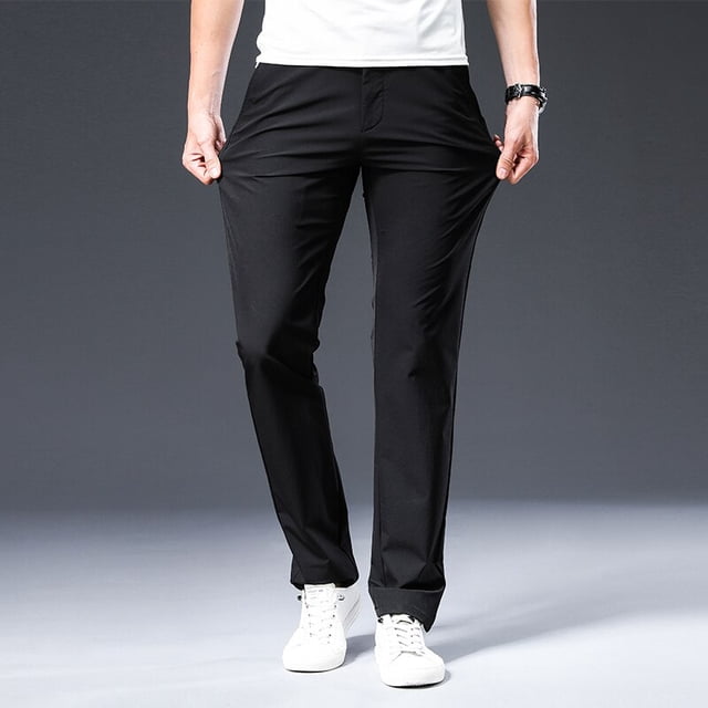 OmicGot New Arrival Men's Pant Breathable Solid Color Mid Straight Loose Men Trousers Plus Size 42