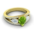thumbnail image 3 of 2.00 Ct Round Cut Peridot Gemstone & Natural Diamond Stunning Wedding Ring for Women Solid 14K Yellow Gold Size 3.5 by Diamond Capitals, 3 of 8