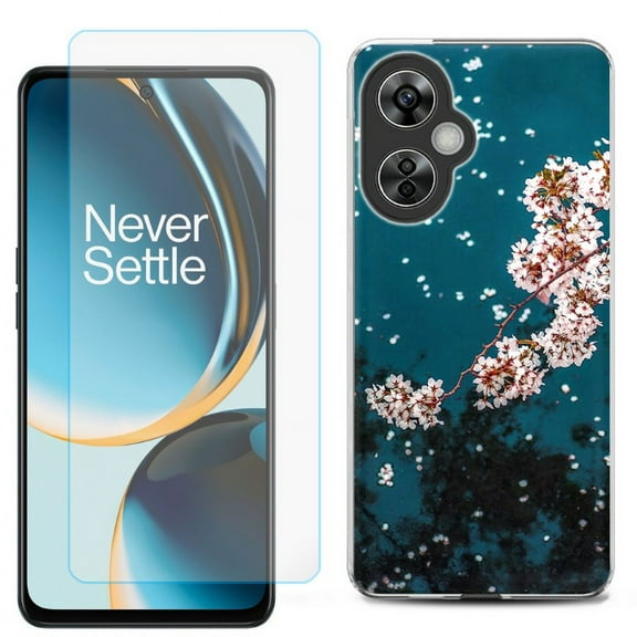 OneToughShield ® for OnePlus Nord N30 5G Shockproof Phone Case, with Tempered Glass Screen Protector - Night Blossom