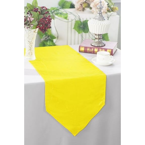 Wedding Linens Inc. (2pcs) 13"x108" Crushed Crinkle Taffeta Table Runner - Canary Yellow