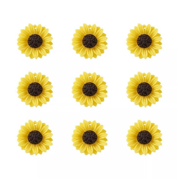 U8MO 20pc Yellow Flatback Resin Sunflower Pendants Mini Charms Crafting Making 24x7mm