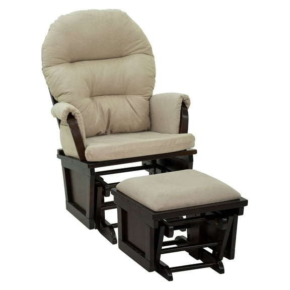 Nursery Glider Rocking Chair with Ottoman, Cream White, Padded Comfort