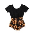 thumbnail image 4 of Little Girls Summer Outfit Short Sleeve Floral Around Ruffle Sun Flower Print Romper Button Design Bodysuit Jumpsuit, 4 of 5