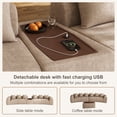 thumbnail image 3 of Rophefx 177.7" Oversized Curved Sectional Sofa for Living Room with 29.2" Deep Seats, Movable Coffee Table with USB, No Assembly, Light Brown Chenille, 3 of 8