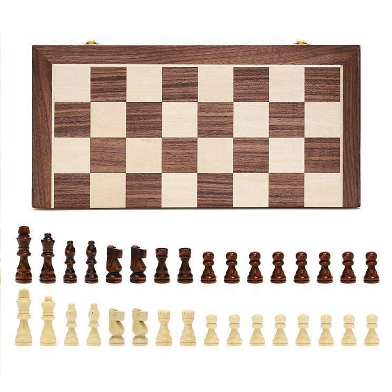 LeeQinersw Wooden International Chess Set Foldable Chess Board Storage Space Chessboard 32x M