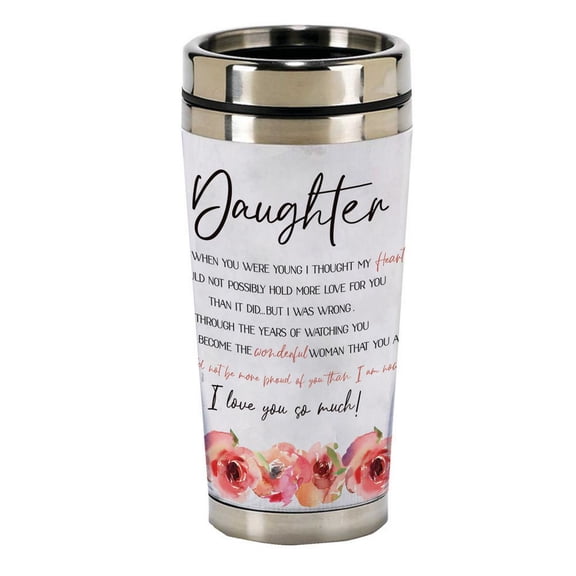 Daughter Floral Print 16 ounce Sentimental Travel Mug