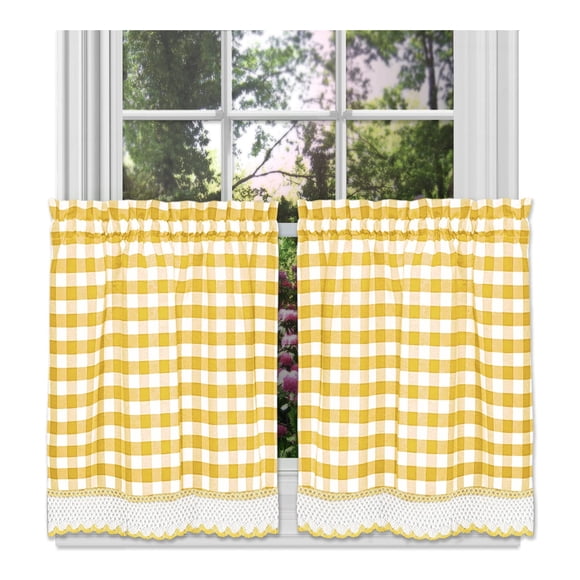 Cortina ACHIM Buffalo Check Juego de Pares 147x91 cm Amarillo