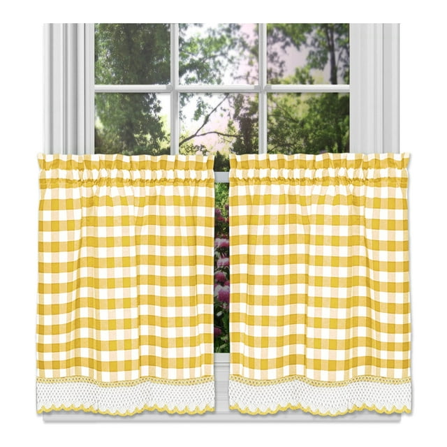 Cortina ACHIM Buffalo Check Juego de Pares 147x91 cm Amarillo