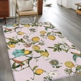thumbnail image 3 of Pink Botanical 3'x5' Washable Rug, Spring Floral Summer Lemon Birds Non-Slip Area Rugs for Entryway Kitchen Classroom, StainResistant Dorm Throw Carpet, Low Pile Soft Indoor Floor Mat, 3 of 9
