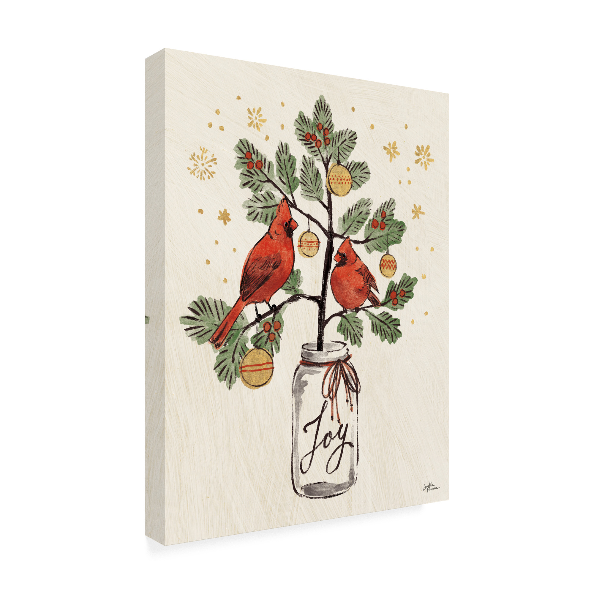 Trademark Fine Art 'Christmas Lovebirds XIV' Canvas Art by Janelle Penner